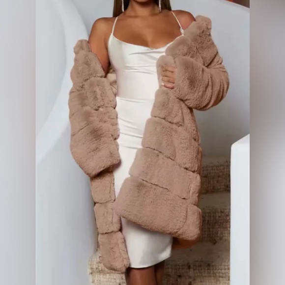 Plush faux fur teddy bear coat size small , medium or large - Picture 1 of 7